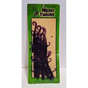 VINTAGE MISTER TWISTER 10 CT. GRAPE 4" SUPER LIZARD FISHING LURES NEW OLD STOCK